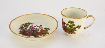 Lot 275 - A scarce Zürich porcelain coffee cup and saucer, 18th century