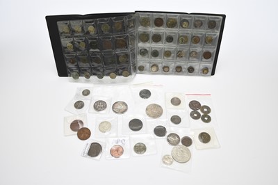 Lot 236 - An album containing approximately 75 Silver, Copper and Bronze world coinage from Greek, Roman, English and foreign with