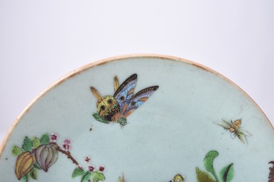 Lot 69 - Nine Chinese celadon famille rose dishes, Qing Dynasty