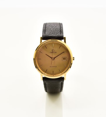 Lot 422 - Omega: A gentleman's 9ct gold quartz wristwatch