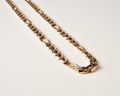 Lot 131 - A 9ct gold flat figaro link chain necklace