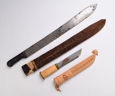 Lot 149 - Finnish hunting knife and British machete