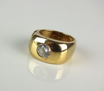 Lot 361 - A yellow metal white stone set ring