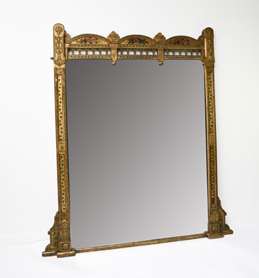 Lot 215 - A 19th century giltwood and painted Renaissance style overmantel mirror