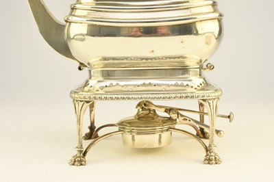 Lot 3 - A silver spirit kettle on stand