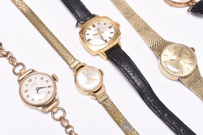 Lot 447 - A group of lady's gold and gold plated wristwatches
