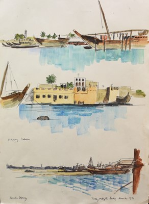 Lot 389 - Teddy Millington-Drake (1932-1994) Bahrain Harbour Scenes