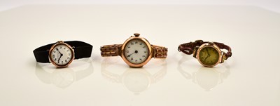 Lot 392 - Three lady's 9ct gold wristwatches