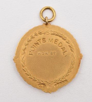 Lot 199 - Liverpool Daily Post - Points Medal, 9ct gold and blue enamel, circular medal Birmingham 1935