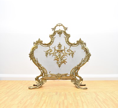 Lot 159 - A rococo revival cast brass fire screen