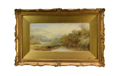 Lot 392 - Cornelius Pearson (1805-1891) Father and Son Fishing on the River Mole, Near Dorking