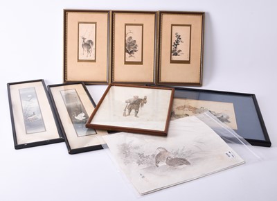 Lot 282 - A group of Japanese paintings and prints, 19th/20th century