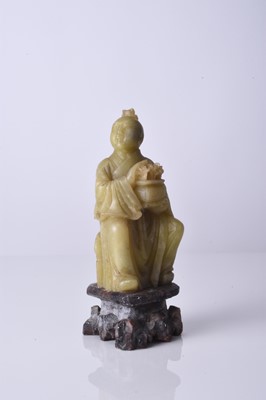 Lot 156 - A Chinese carved soapstone figure of a luohan, 19th century