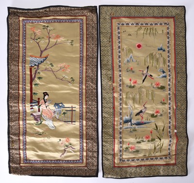 Lot 195 - Two Chinese silk embroideries, 20th century