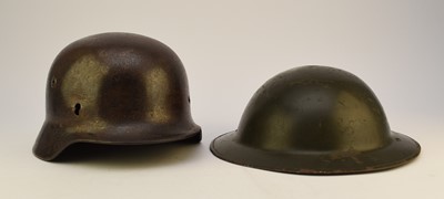Lot 38 - German WW2 helmet shell and a Belgian MKII helmet