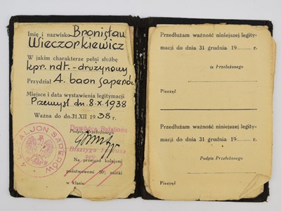 Lot 30 - WW2 Polish Sappers identification card