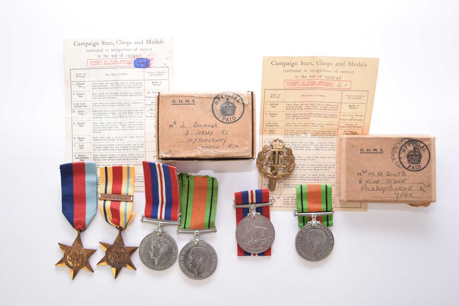 Lot 121 - Two WW2 medal groups in boxes of issue