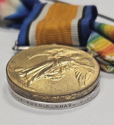 Lot 125 - WW1 trio to Bombadier Sidney Shaw, Royal Field Artillery