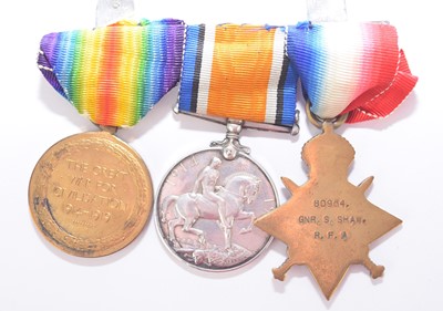 Lot 125 - WW1 trio to Bombadier Sidney Shaw, Royal Field Artillery
