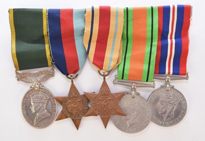 Lot 135 - WW2 Group of five medals to Signalman J. Goupillot, Royal Signals