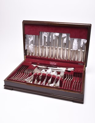 Lot 76 - A cased canteen of silver plated cutlery