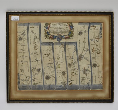 Lot 53 - SPEED, John, Map of Shropshire, [1676] with OGILBY, John,  Road from London to Shrewsbury [1675]