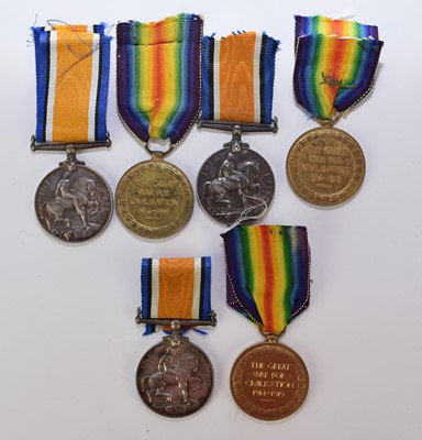 Lot 132 - Three WW1 Medal pairs including one late war KIA