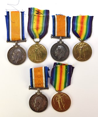 Lot 132 - Three WW1 Medal pairs including one late war KIA