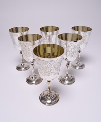 Lot 129 - A set of six silver goblets