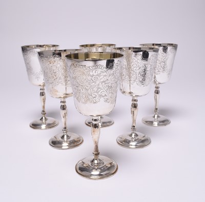 Lot 129 - A set of six silver goblets