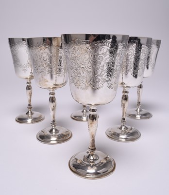 Lot 129 - A set of six silver goblets