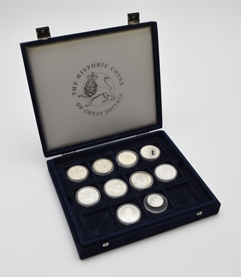 Lot 261 - 3 boxes containing a total of sixty three silver, cupro-nickel coins