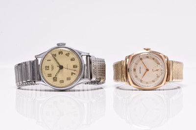 Lot 444 - Vertex: A gentleman's 9ct gold wristwatch, and a Smiths stainless steel wristwatch