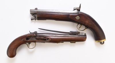 Lot 158 - English Officer's pistol, circa 1800, for restoration, and one 20th century replica pistol
