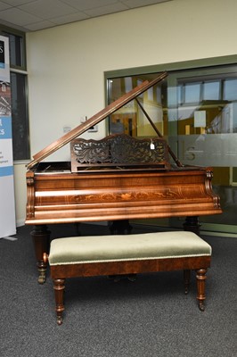 Lot 209 - An inlaid rosewood grand piano with piano stool