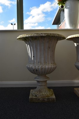 Lot 219 - A pair of cast iron garden urns, late Victorian