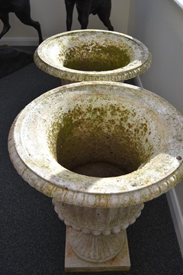 Lot 219 - A pair of cast iron garden urns, late Victorian