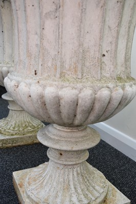Lot 219 - A pair of cast iron garden urns, late Victorian