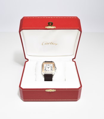 Lot 56 - Cartier: A gentleman's stainless steel and 18ct gold Santos 100 wristwatch
