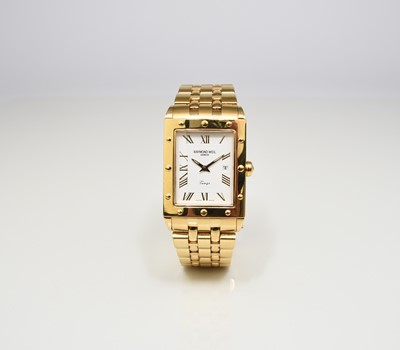 Lot 55 - Raymond Weil: A gentleman's gold plated Tango bracelet watch