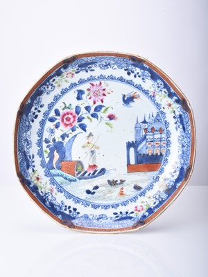 Lot 83 - A Chinese enamelled blue and white dish, 18th century