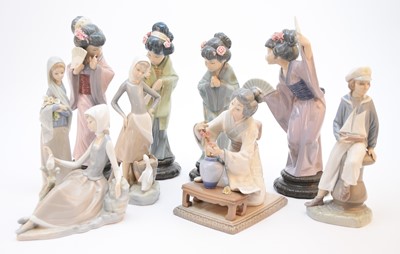 Lot 230 - A group of Lladro including Japanese geisha girls