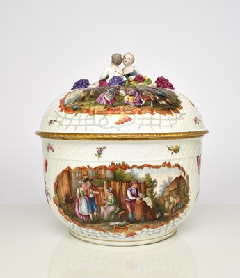 Lot 151 - Large Carl Thieme (Potschappel) porcelain bowl and cover, late 19th century