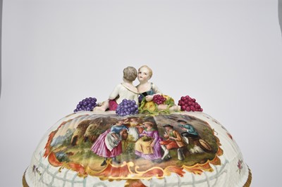 Lot 151 - Large Carl Thieme (Potschappel) porcelain bowl and cover, late 19th century