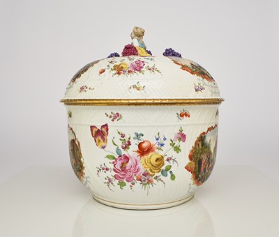 Lot 151 - Large Carl Thieme (Potschappel) porcelain bowl and cover, late 19th century