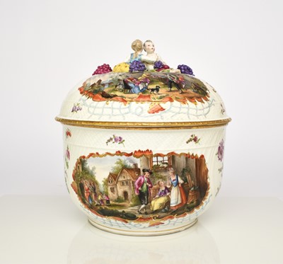 Lot 151 - Large Carl Thieme (Potschappel) porcelain bowl and cover, late 19th century