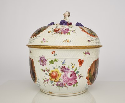 Lot 151 - Large Carl Thieme (Potschappel) porcelain bowl and cover, late 19th century