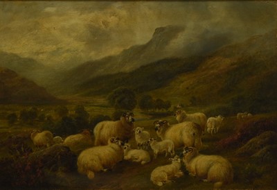 Lot 65 - Robert Watson (1865-1916) Sheep Grazing in an Extensive Landscape