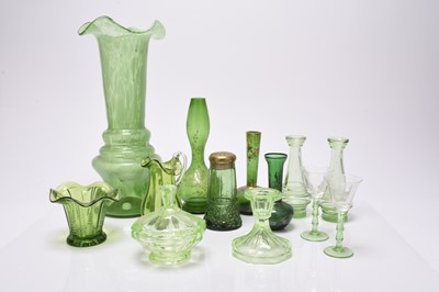 Lot 243 - A collection of Victorian and Art Deco glass, principally green