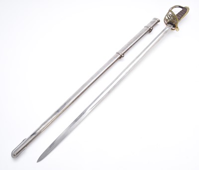Lot 151 - British 18217P Light Cavalry Officer's sword (Geo VI) and two reproduction swords